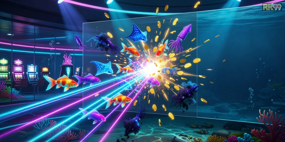 Giao diện trò chơi bắn cá ăn xu trên 69vn với hiệu ứng bắn súng sống động