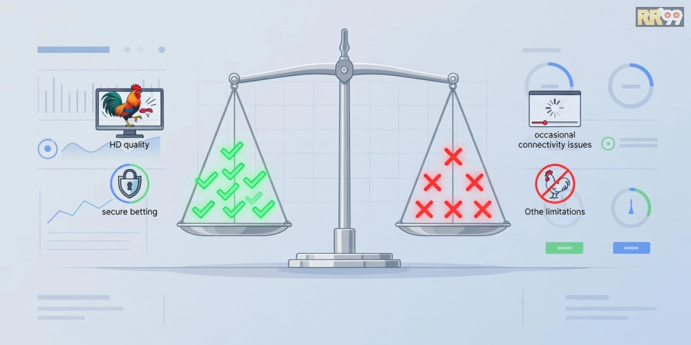 Hình so sánh ưu nhược điểm của dịch vụ xem đá gà trực tiếp 69vn với biểu đồ minh họa